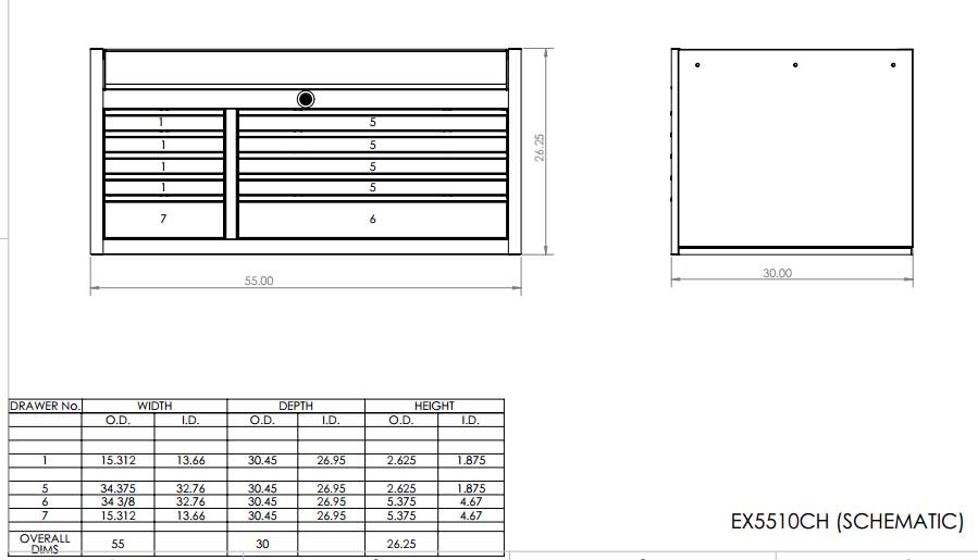 EX5510CH Top Tool Chest Schematic